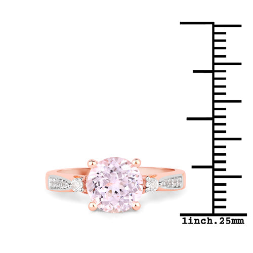2.73 Carat Genuine Kunzite and White Topaz .925 Sterling Silver Ring on sale at MyriadMart
