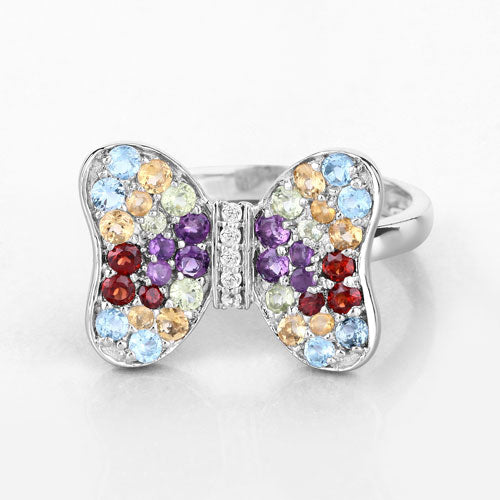1.18 Carat Genuine Multi Stones .925 Sterling Silver Ring on sale at MyriadMart