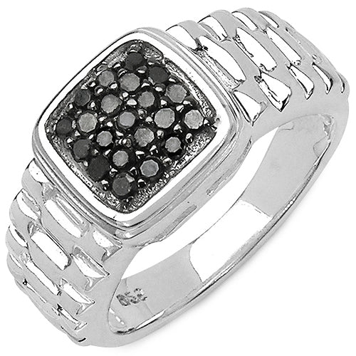 0.22 Carat Genuine Black Diamond .925 Sterling Silver Ring on sale at MyriadMart