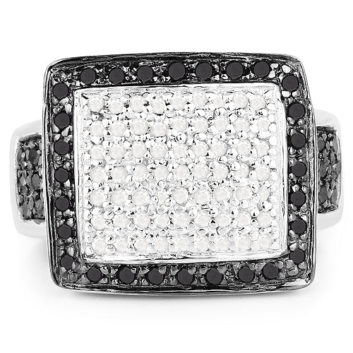 0.61 Carat Genuine Black Diamond and White Diamond .925 Sterling Silver Ring on sale at MyriadMart