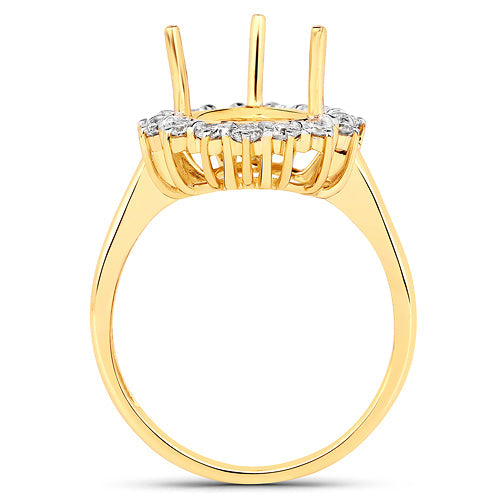 0.48 Carat Genuine White Diamond 14K Yellow Gold Semi Mount Ring - holds 11x9mm Pear Gemstone on sale at MyriadMart