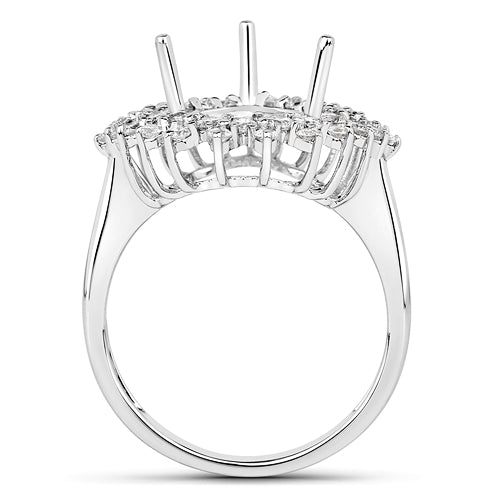 0.89 Carat Genuine White Diamond 14K White Gold Semi Mount Ring - holds 11x9mm Pear Gemstone on sale at MyriadMart