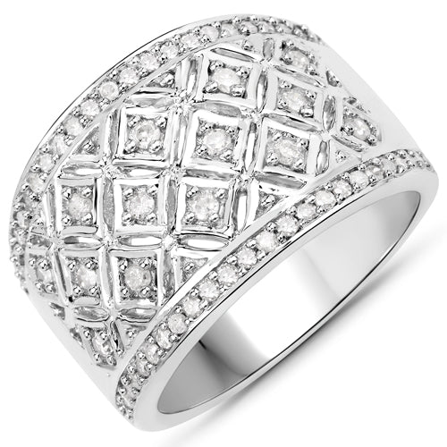 0.52 Carat Genuine White Diamond .925 Sterling Silver Ring on sale at MyriadMart