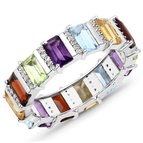 4.31 Carat Genuine Multi Stones .925 Sterling Silver Ring on sale at MyriadMart