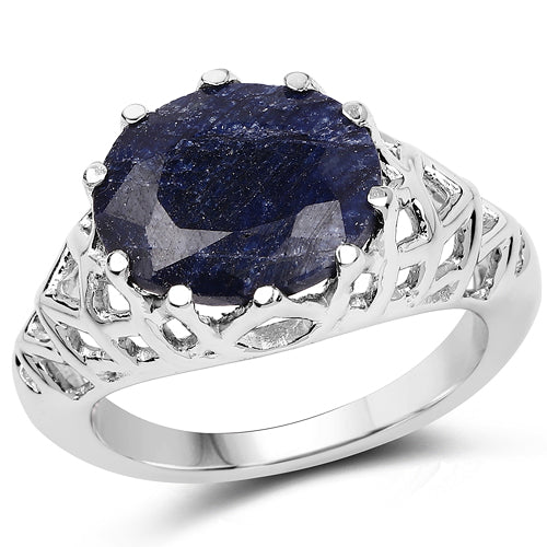 5.94 Carat Dyed Sapphire .925 Sterling Silver Ring on sale at MyriadMart
