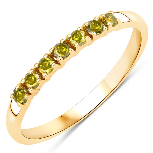 0.22 Carat Genuine Dark Yellow Diamond 14K Yellow Gold Ring I1-I2 on sale at MyriadMart