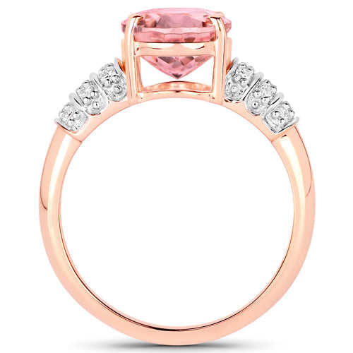 3.11 Carat Genuine Pink Tourmaline and White Diamond 14K Rose Gold Ring on sale at MyriadMart