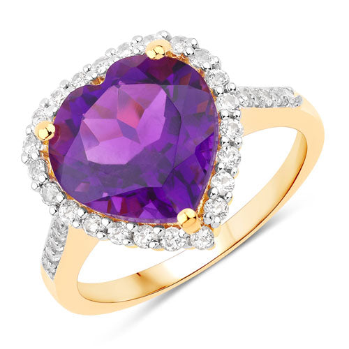 4.86 Carat Genuine Amethyst and White Topaz .925 Sterling Silver Ring on sale at MyriadMart
