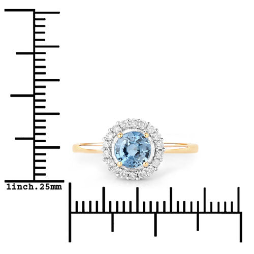 1.03 Carat Genuine Blue Sapphire and White Diamond 14K Yellow Gold Ring on sale at MyriadMart