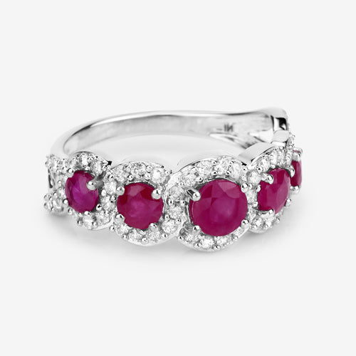 1.99 Carat Genuine Ruby and White Diamond 14K White Gold Ring on sale at MyriadMart