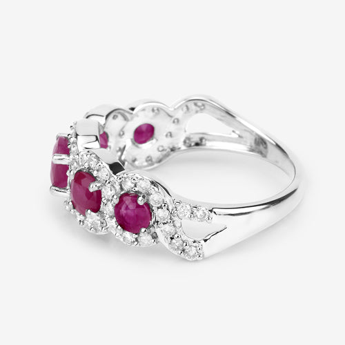 1.99 Carat Genuine Ruby and White Diamond 14K White Gold Ring on sale at MyriadMart