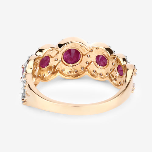 1.99 Carat Genuine Ruby and White Diamond 14K Yellow Gold Ring on sale at MyriadMart