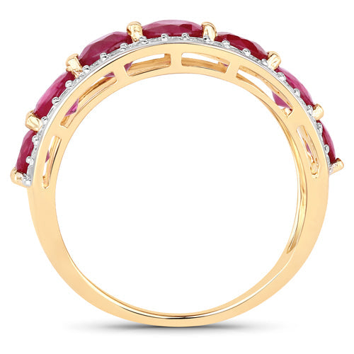 3.24 Carat Genuine Ruby and White Diamond 14K Yellow Gold Ring on sale at MyriadMart
