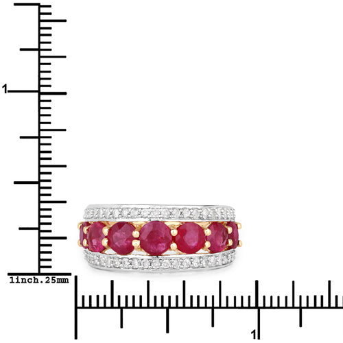 3.24 Carat Genuine Ruby and White Diamond 14K Yellow Gold Ring on sale at MyriadMart
