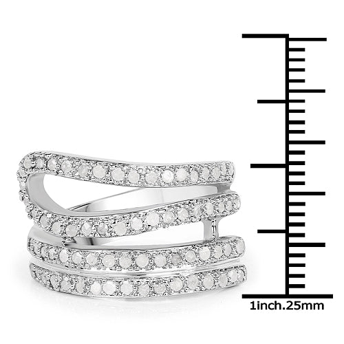 0.83 Carat Genuine White Diamond .925 Sterling Silver Ring on sale at MyriadMart