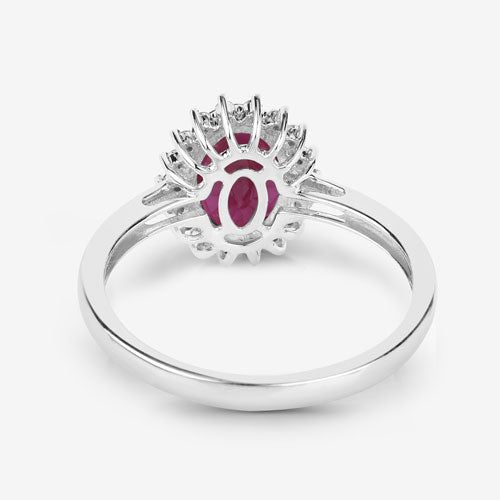 1.58 Carat Genuine Ruby and White Diamond 10K White Gold Ring on sale at MyriadMart