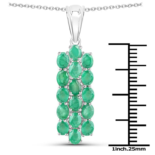 7.80 Carat Genuine Zambian Emerald .925 Sterling Silver 3 Piece Jewelry Set Ring, Earrings, and Pendant w/ Chain on sale at MyriadMart
