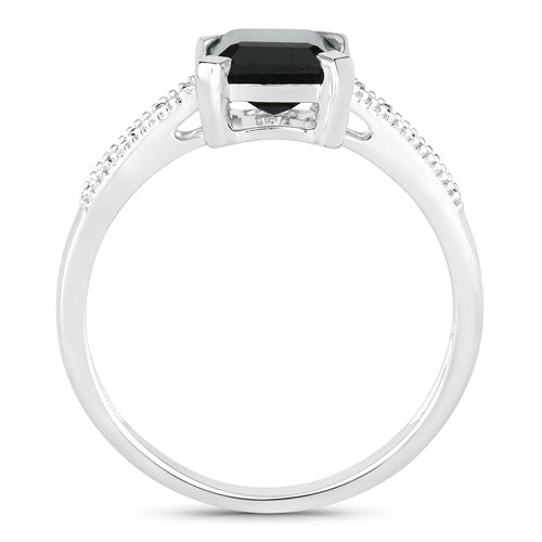 1.91 Carat Genuine Green Tourmaline and White Diamond 14K White Gold Ring on sale at MyriadMart