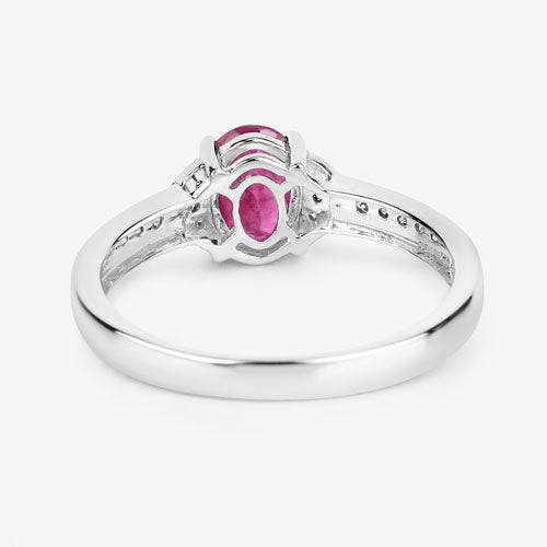 0.95 Carat Genuine Ruby and White Diamond 10K White Gold Ring on sale at MyriadMart