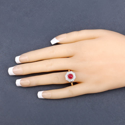 2.01 Carat Genuine Ruby and White Diamond 14K Yellow Gold Ring on sale at MyriadMart