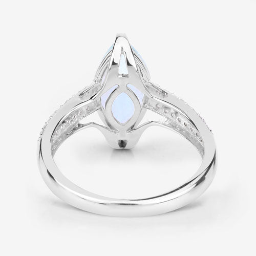 2.09 Carat Genuine Aquamarine and White Diamond 14K White Gold Ring on sale at MyriadMart