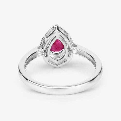 0.92 Carat Genuine Ruby and White Diamond 14K White Gold Ring on sale at MyriadMart