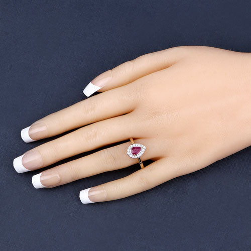 0.92 Carat Genuine Ruby and White Diamond 14K White Gold Ring on sale at MyriadMart