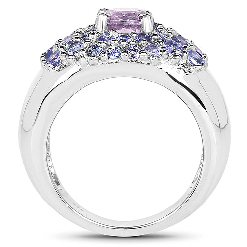 2.43 Carat Genuine Amethyst and Tanzanite .925 Sterling Silver Ring on sale at MyriadMart