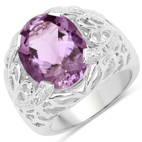 8.24 Carat Genuine Amethyst and White Topaz .925 Sterling Silver Ring on sale at MyriadMart