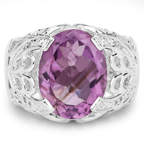 8.24 Carat Genuine Amethyst and White Topaz .925 Sterling Silver Ring on sale at MyriadMart