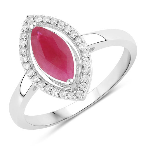 1.52 Carat Genuine Ruby and White Diamond 10K White Gold Ring on sale at MyriadMart