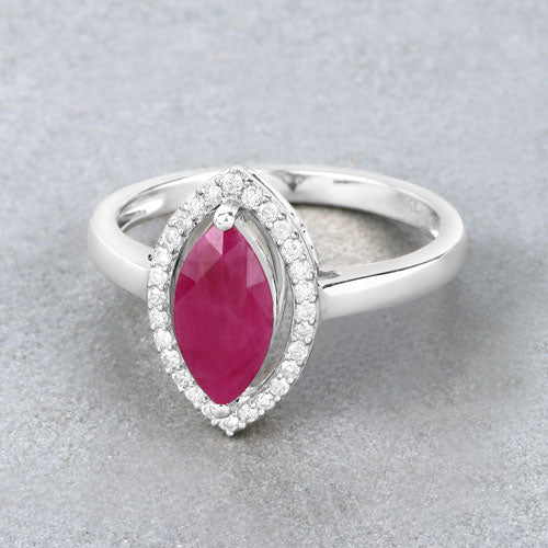 1.52 Carat Genuine Ruby and White Diamond 10K White Gold Ring on sale at MyriadMart