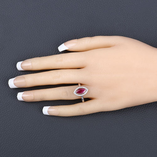 1.52 Carat Genuine Ruby and White Diamond 10K White Gold Ring on sale at MyriadMart