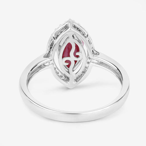 1.52 Carat Genuine Ruby and White Diamond 10K White Gold Ring on sale at MyriadMart