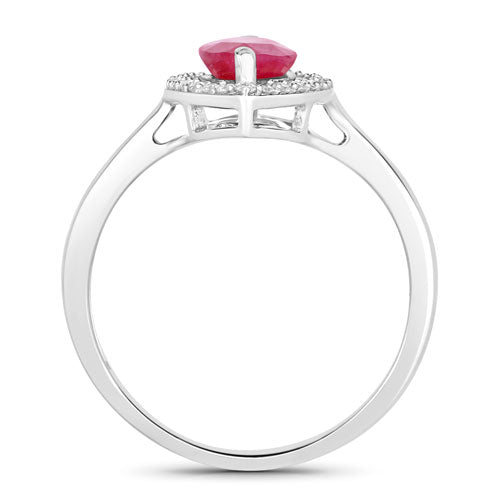 1.52 Carat Genuine Ruby and White Diamond 10K White Gold Ring on sale at MyriadMart