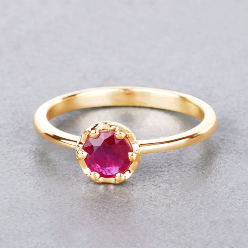 0.50 Carat Genuine Ruby 14K Yellow Gold Ring on sale at MyriadMart