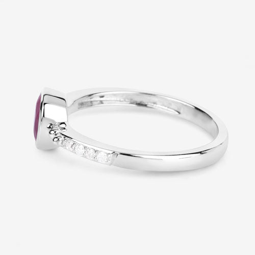 1.00 Carat Genuine Ruby and White Diamond 14K White Gold Ring on sale at MyriadMart