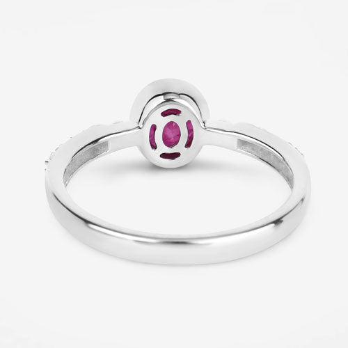 1.00 Carat Genuine Ruby and White Diamond 14K White Gold Ring on sale at MyriadMart
