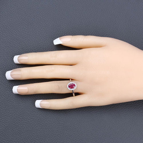 1.06 Carat Genuine Ruby and White Diamond 14K White Gold Ring on sale at MyriadMart