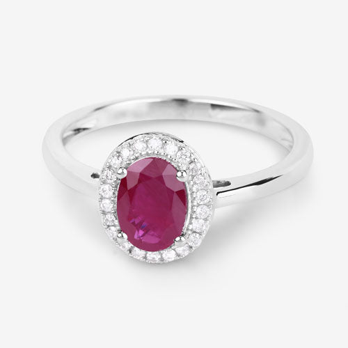 1.06 Carat Genuine Ruby and White Diamond 14K White Gold Ring on sale at MyriadMart