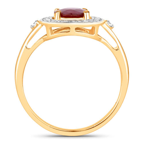 1.67 Carat Genuine Ruby and White Diamond 14K Yellow Gold Ring on sale at MyriadMart