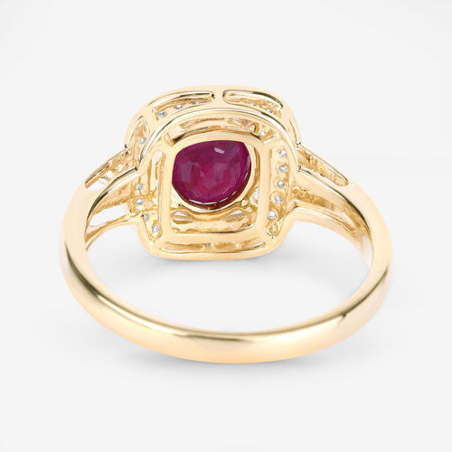 1.67 Carat Genuine Ruby and White Diamond 14K Yellow Gold Ring on sale at MyriadMart