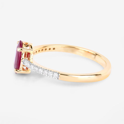 1.43 Carat Genuine Ruby and White Diamond 14K Yellow Gold Ring on sale at MyriadMart