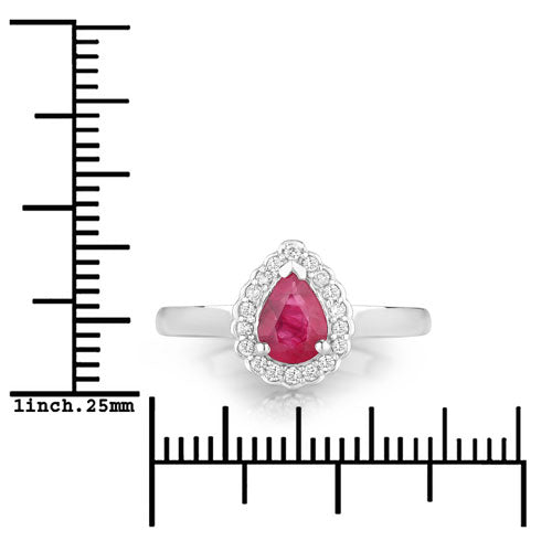 0.94 Carat Genuine Ruby and White Diamond 14K White Gold Ring on sale at MyriadMart