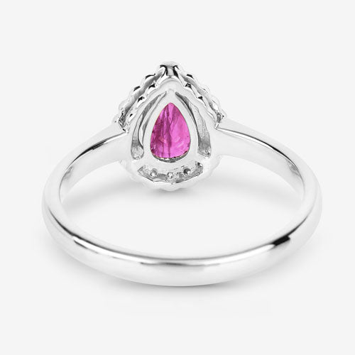 0.94 Carat Genuine Ruby and White Diamond 14K White Gold Ring on sale at MyriadMart