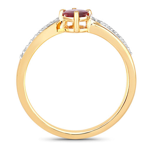 0.52 Carat Genuine Ruby and White Diamond 14K Yellow Gold Ring on sale at MyriadMart
