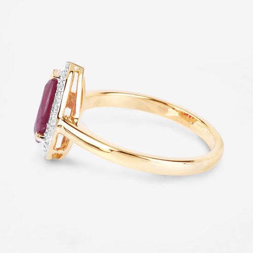 1.38 Carat Genuine Ruby and White Diamond 14K Yellow Gold Ring on sale at MyriadMart