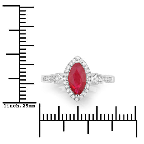 0.96 Carat Genuine Ruby and White Diamond 14K White Gold Ring on sale at MyriadMart