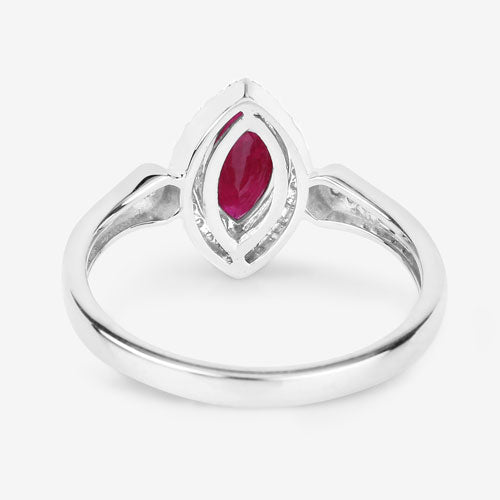 0.96 Carat Genuine Ruby and White Diamond 14K White Gold Ring on sale at MyriadMart