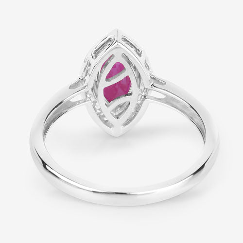 1.57 Carat Genuine Ruby and White Diamond 14K White Gold Ring on sale at MyriadMart